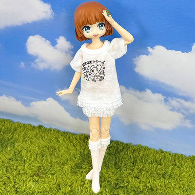 White T-Shirt Shorts & Socks Set for OB22 OB24 Doll – 3-Piece Casual | White+Black