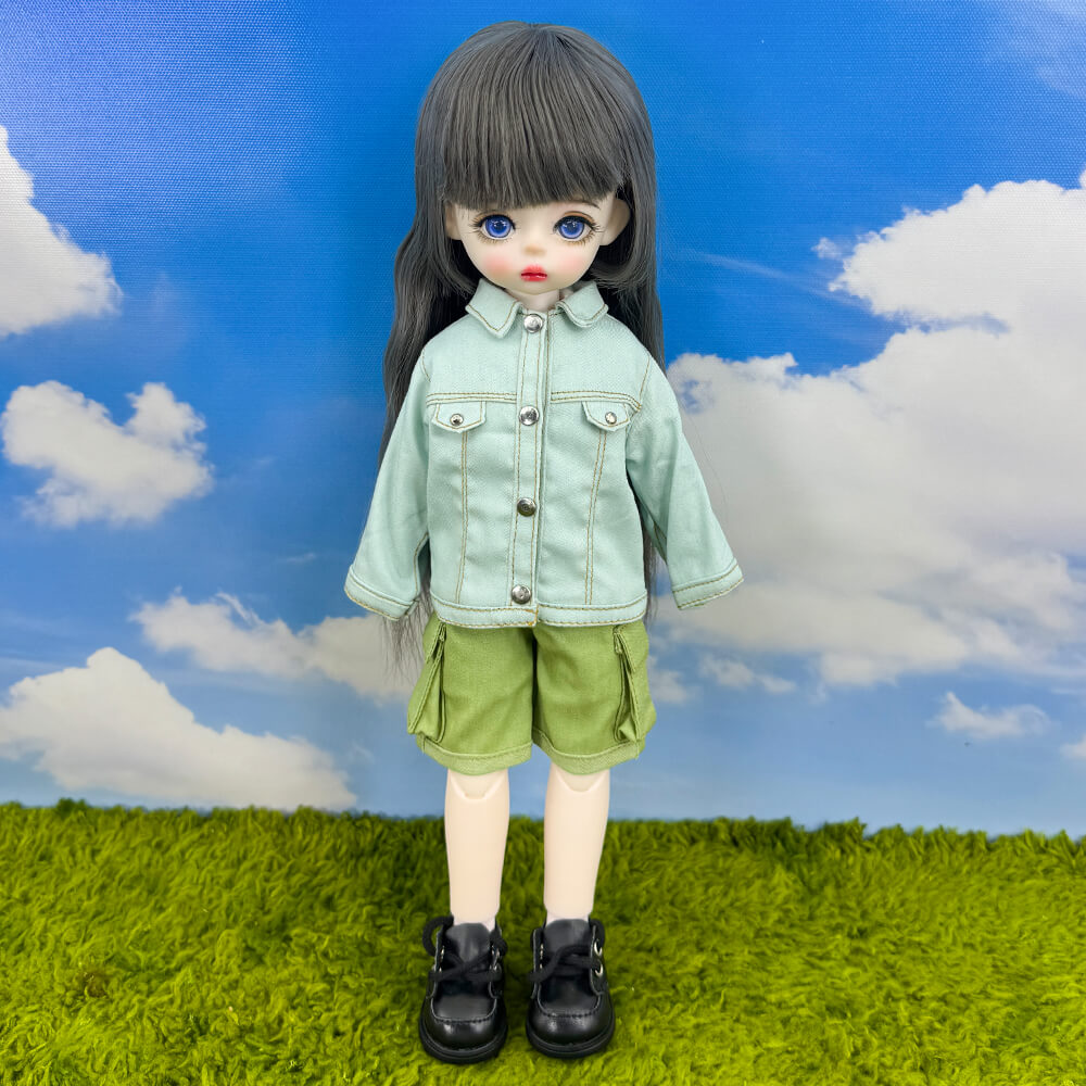 niannyyhouse 1/6 BJD Doll Denim Jacket Casual Streetwear Coat - Detail Showcase Angle 10 | niannyyhouse