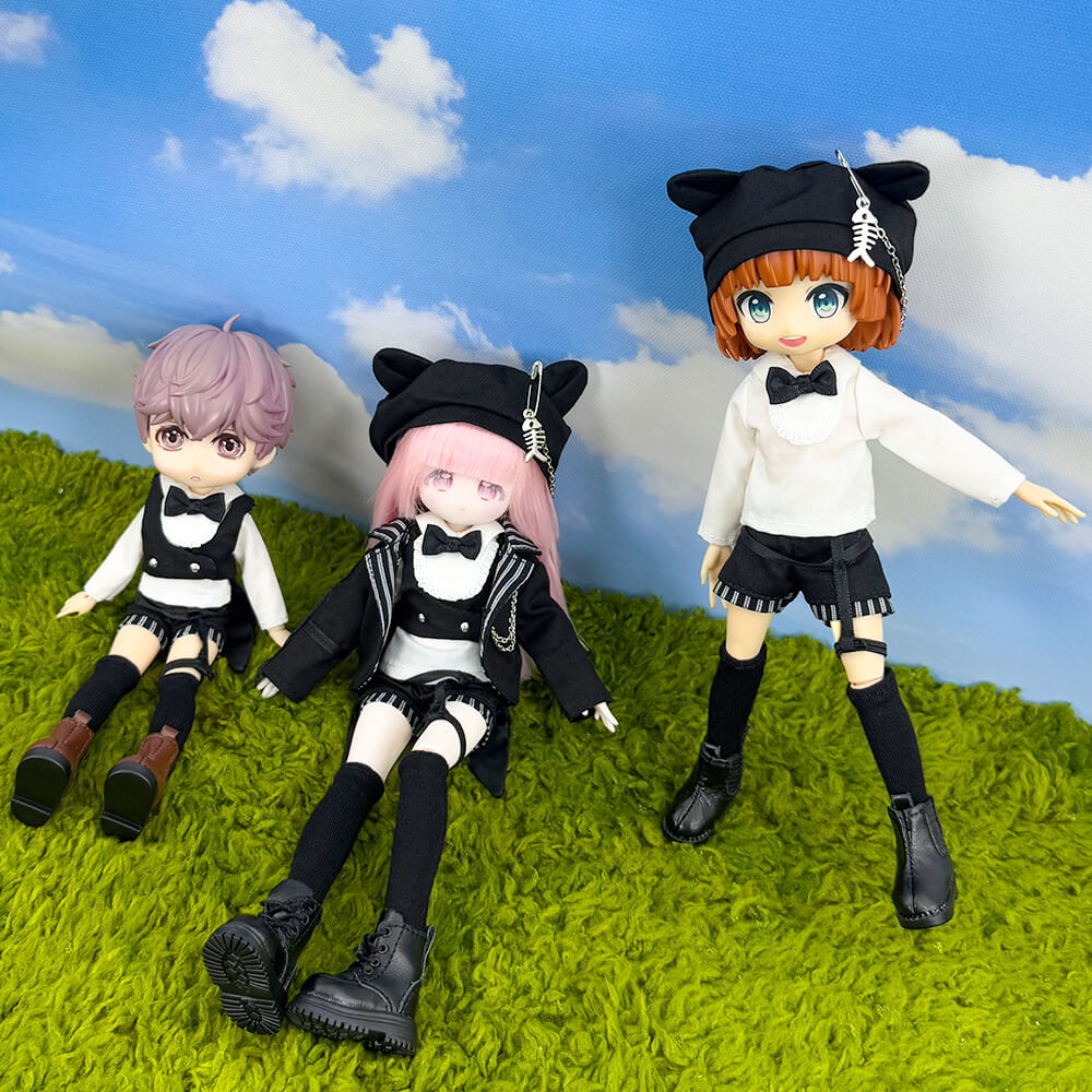 1/12 1/8 BJD Black Cat Clothes: 6-Piece Doll Outfit Set – niannyyhouse