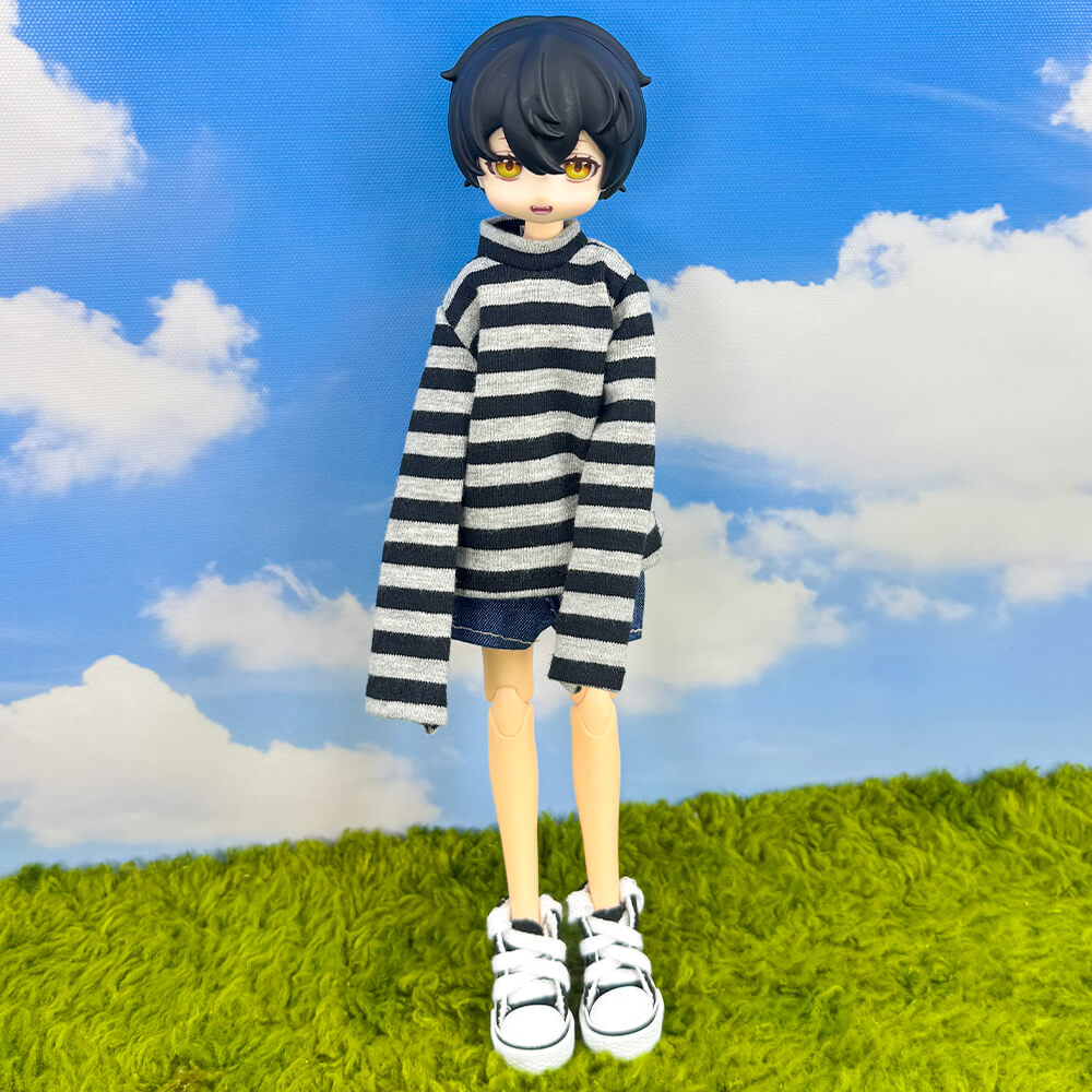 niannyyhouse OB22 OB24 Doll Striped T-Shirt & Denim Shorts Casual Outfit Set - Detail Showcase 8 | niannyyhouse