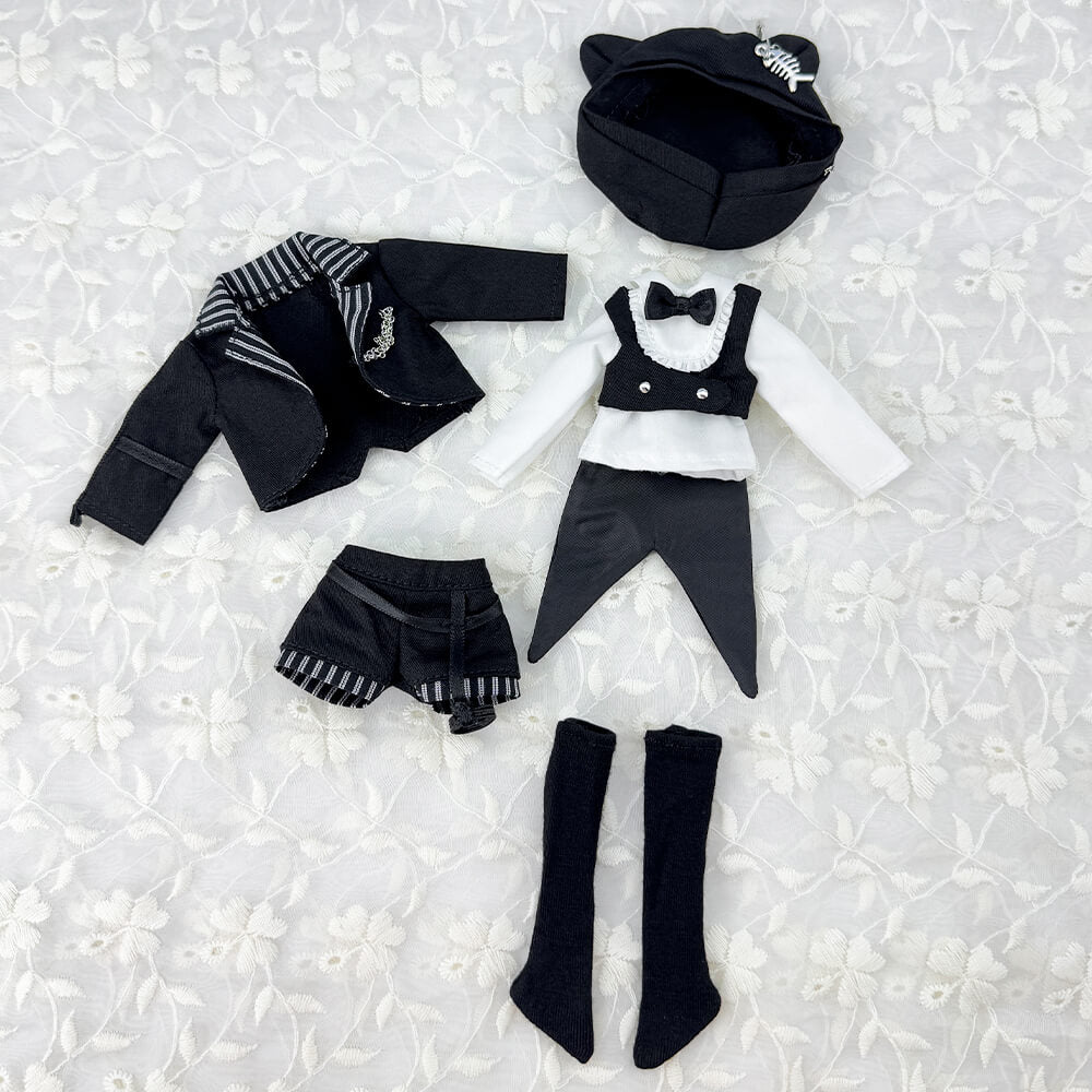 1/12 1/8 BJD Black Cat Clothes: 6-Piece Doll Outfit Set – niannyyhouse