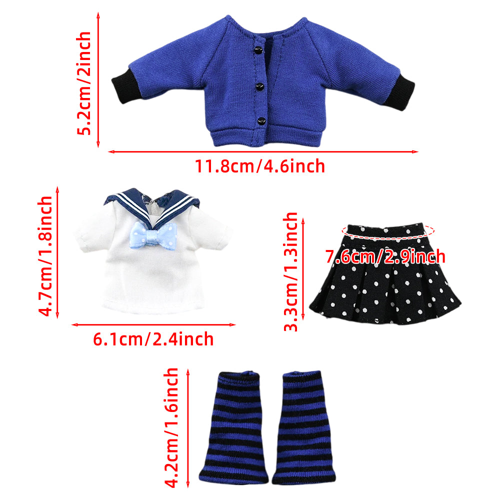 niannyyhouse Large 1/12 BJD Doll Academy Uniform 4-Piece Set (4.7in-5.5in) - Detail Showcase 4 | niannyyhouse