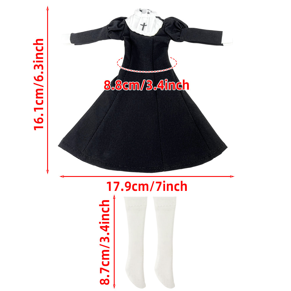 niannyyhouse Doll Clothes Nun Outfit for OB22 OB24 Action Figure Dress