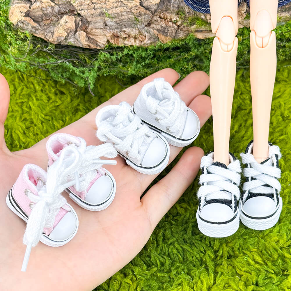 niannyyhouse OB22 OB24 1/8 BJD Doll Canvas Shoes 2-Pair Set (3.7cm Sole) - Detail Showcase 3 | niannyyhouse