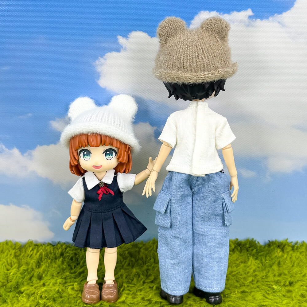niannyyhouse 1/12 BJD Doll Bear-Ear Beanie Hat Headwear (4.3in-5.5in) - Detail Showcase 13 | niannyyhouse