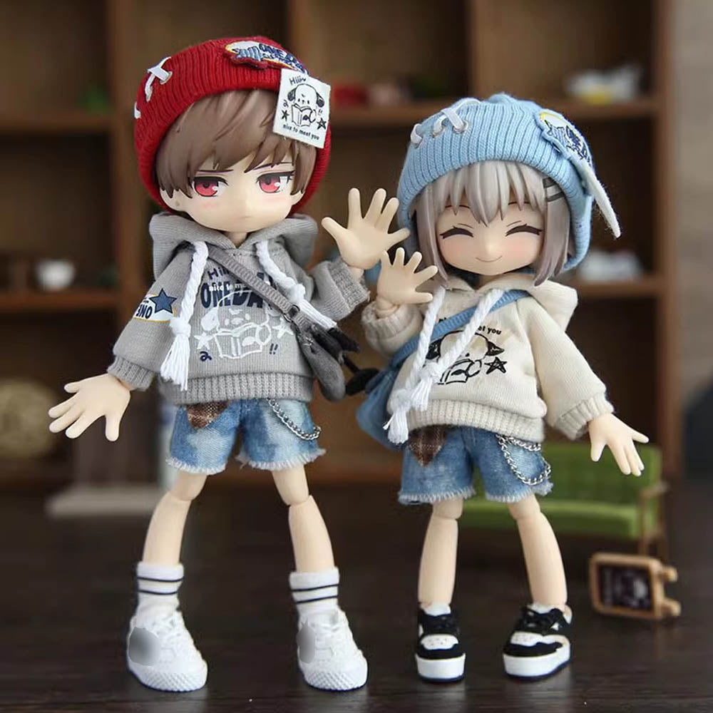 niannyyhouse 1/12 BJD OB11 Doll Clothes Hat Hoodies Denim Shorts Backp