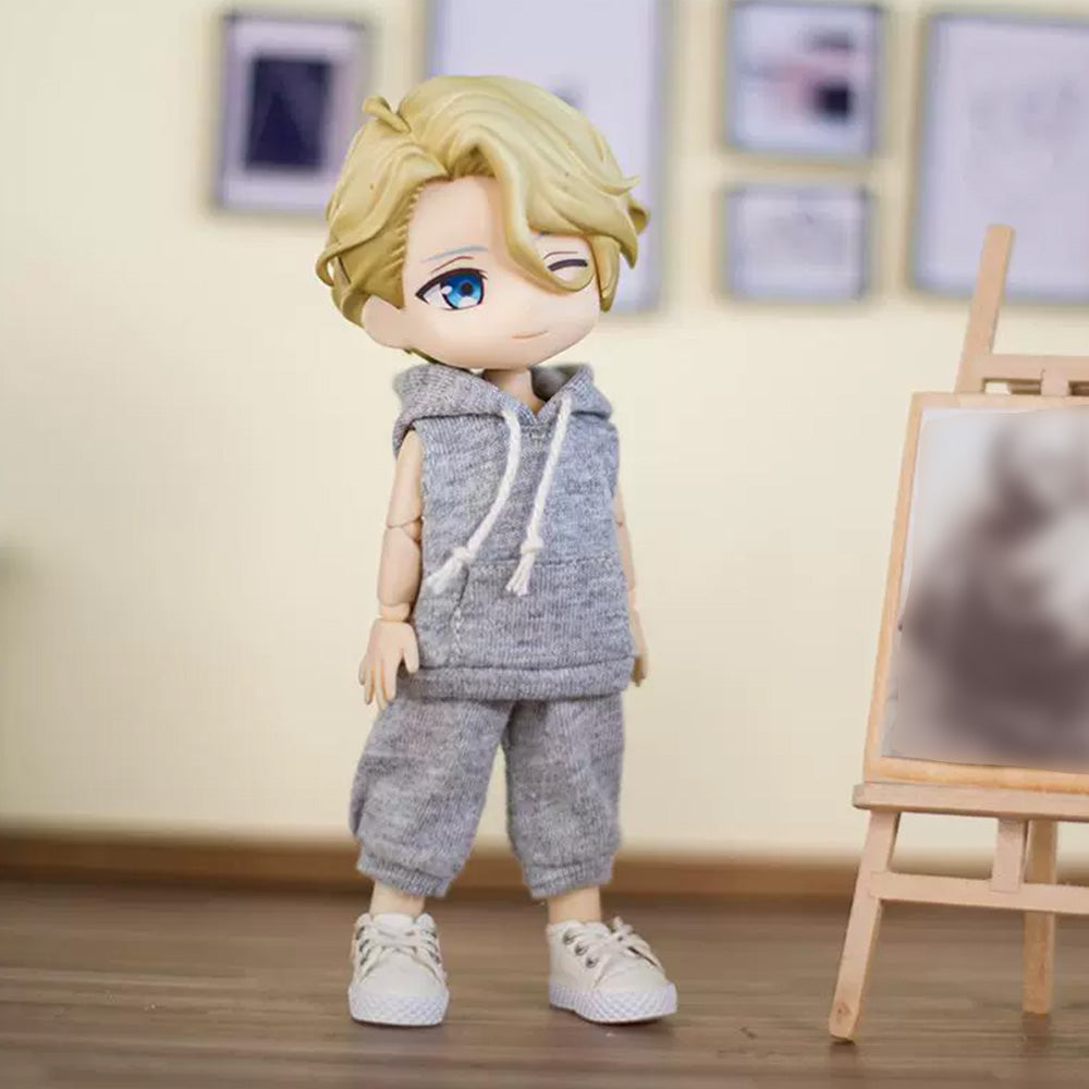 niannyyhouse OB11 Doll Clothes, Sleeveless Hoodie with Pants, 1/12 Sca