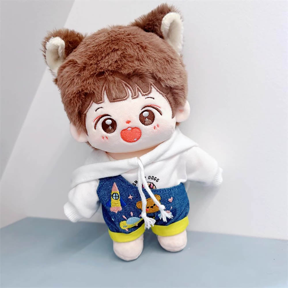 ୨୧ ジョングク ୨୧マスタニム ぬいぐるみ パーカー 10cm niannyyhouse White Hoodie Overalls 10cm~15cm 20cm Plush Doll