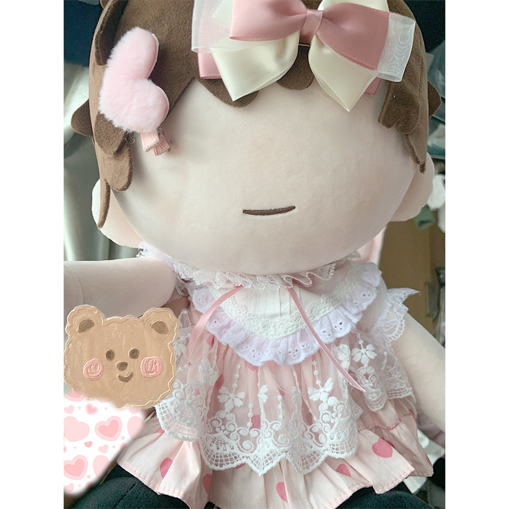 Pink Lace Dress Set for 10cm 15cm 20cm 40cm Plush Doll - Elegant