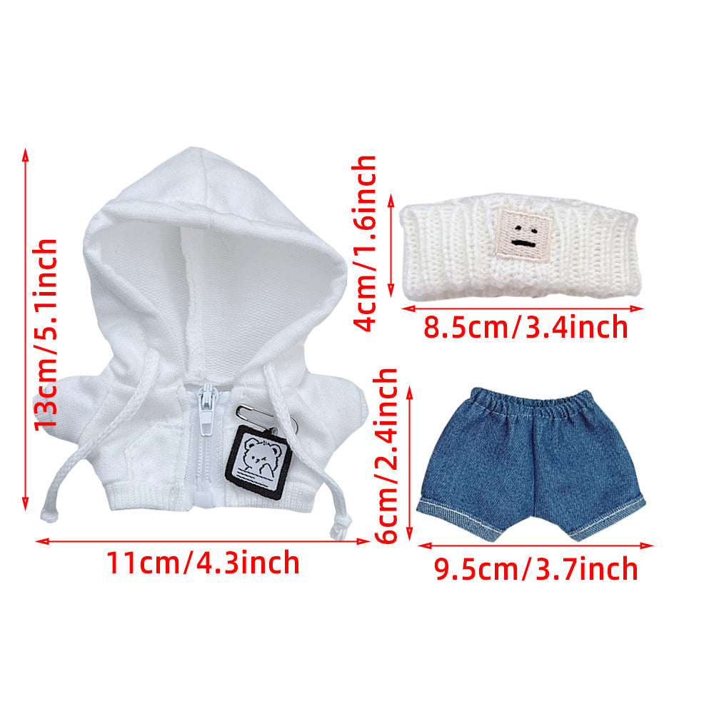 Niannyyhouse Plüschpuppen-Kleidung 3-teilig – Mantel, T-Shirt & Hose Für 10-15 Cm Stofftiere