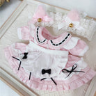 niannyyhouse 20cm Plush Doll Clothes Cat Ear Maid Suit Dress  Headdress.