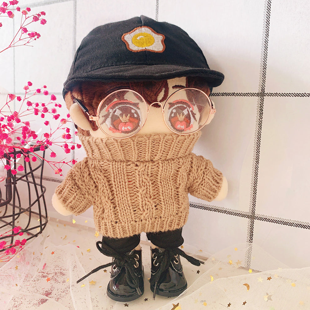 niannyyhouse Egg Cap Sweater Pants Glasses Dress Up 8in（20cm） Plush Doll Clothes Accessories.