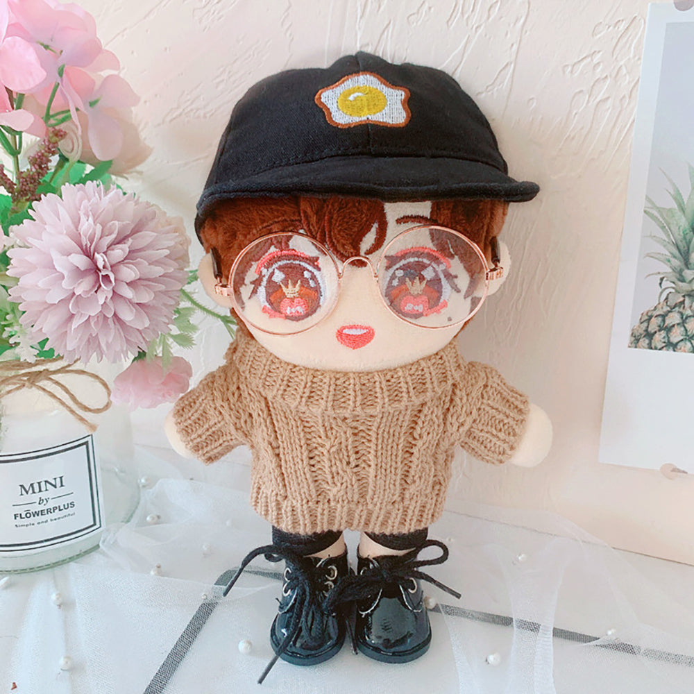 niannyyhouse Egg Cap Sweater Pants Glasses Dress Up 8in（20cm） Plush Doll Clothes Accessories.