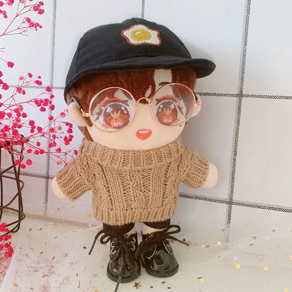 niannyyhouse Egg Cap Sweater Pants Glasses Dress Up 8in（20cm） Plush Doll Clothes Accessories.