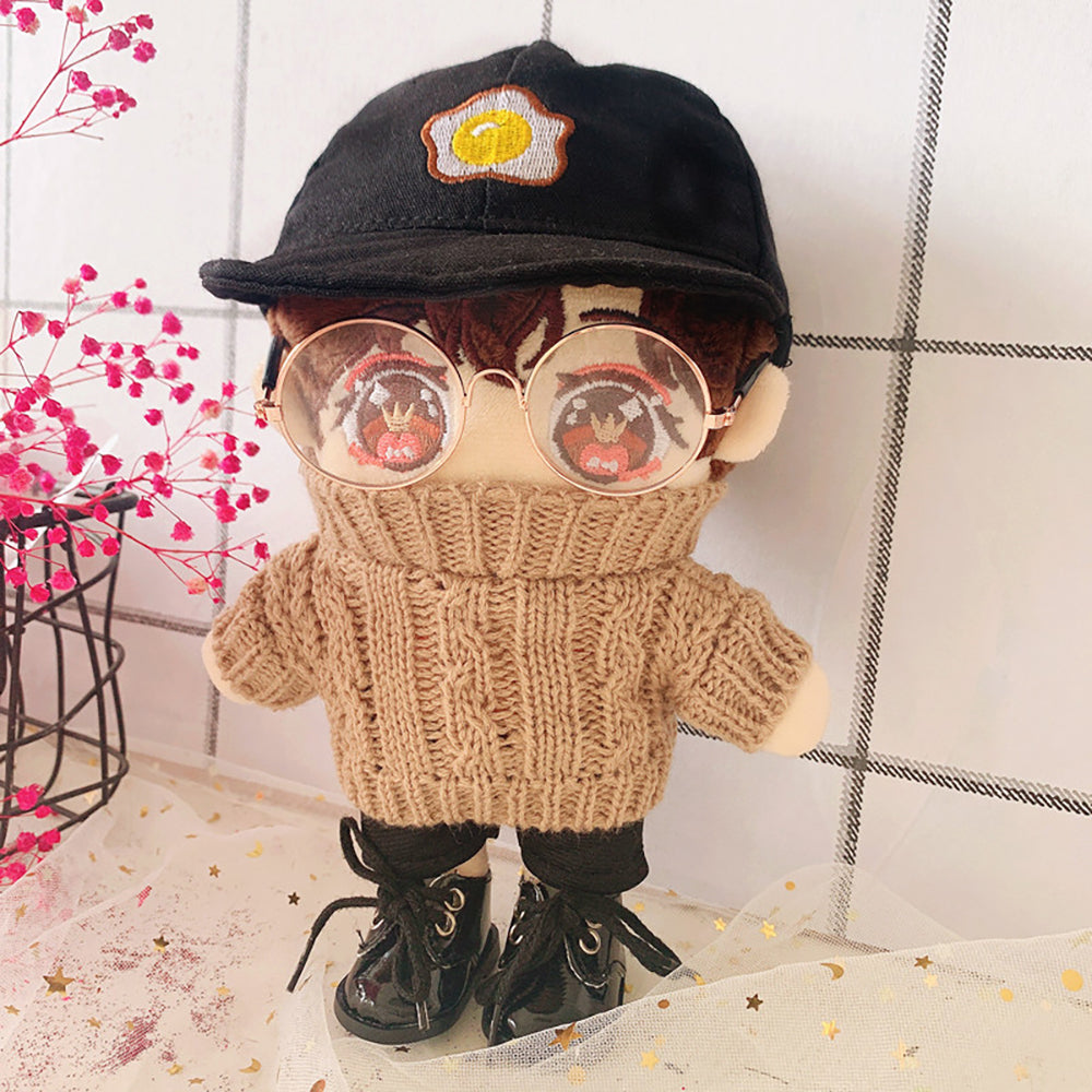niannyyhouse Egg Cap Sweater Pants Glasses Dress Up 8in（20cm） Plush Doll Clothes Accessories.