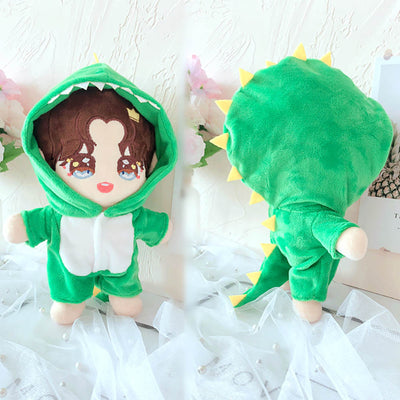niannyyhouse Dinosaur Shark Rabbit Unicorn Suit 20cm Plush Doll Clothes Onesies Shoes Pajamas Doll Dressup. - view 2