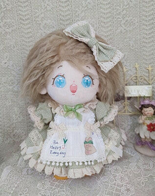 niannyyhouse 20cm Plush Doll Clothes Set Plaid Maid Dress 8in Kpop Doll Clothing.